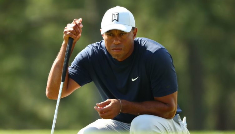Tiger Woods assessing shot