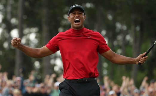Tiger Woods celebrates Masters win