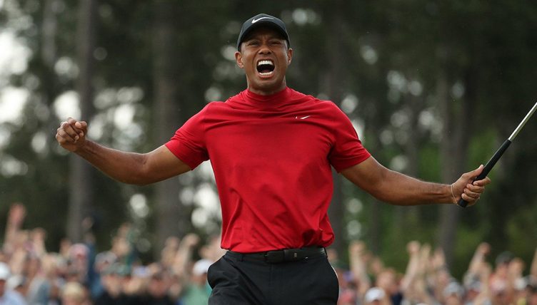 Tiger Woods celebrates Masters win