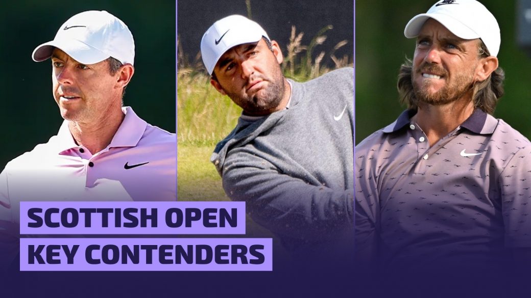 Rory McIlroy, Scottie Scheffler and Tommy Fleetwood in a three-panelled Scottish Open image