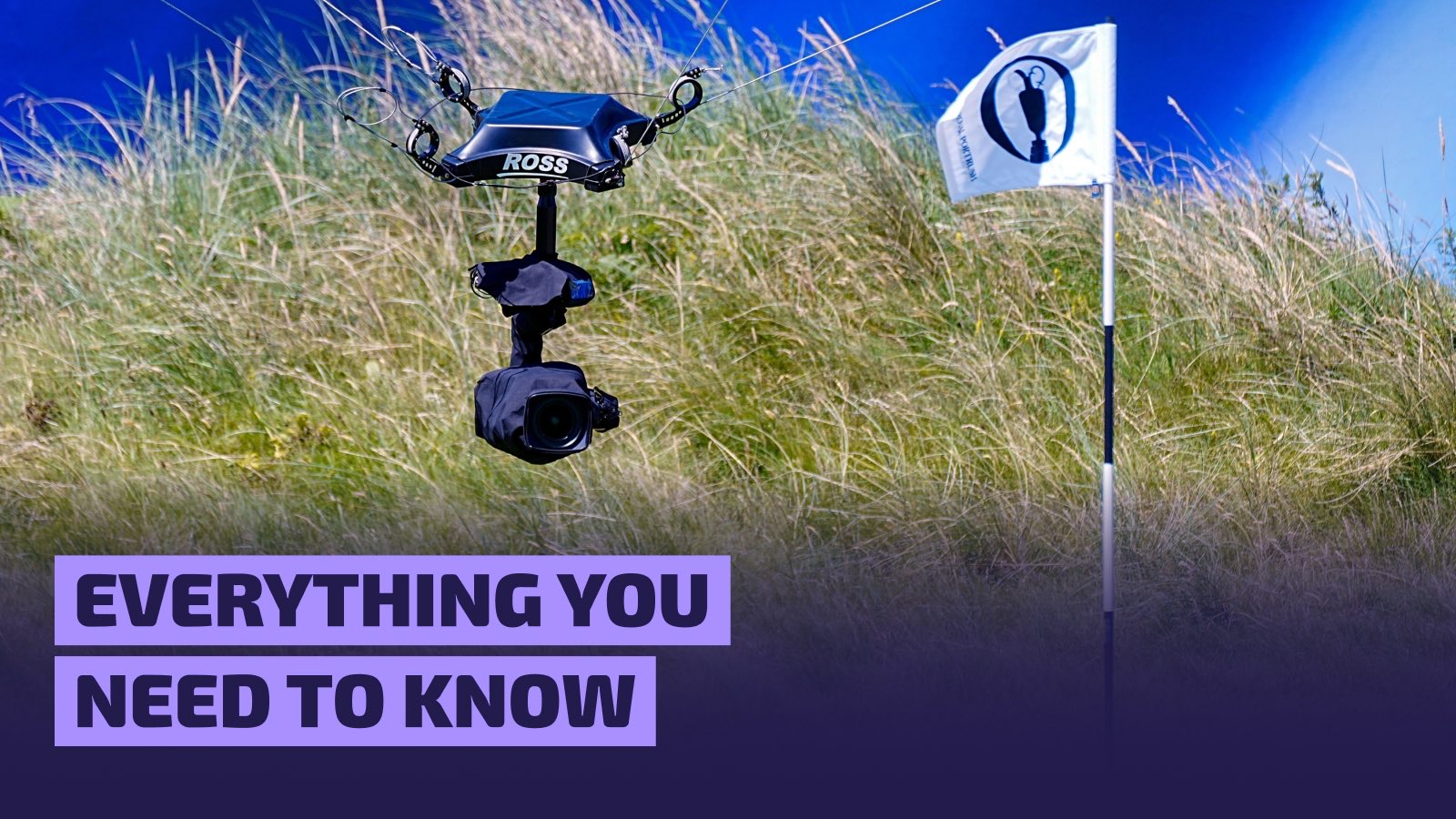 A flag hole on the Royal Portrush course alongside a spider cam