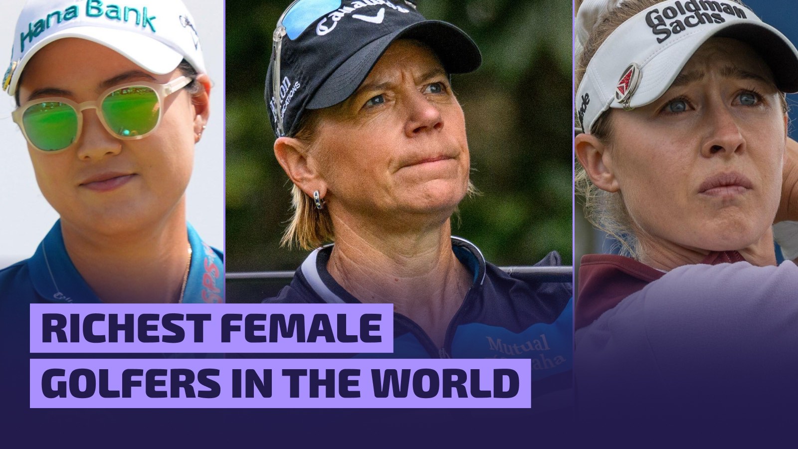 A three-panelled image including Minjee Lee, Annika Sorenstam and Nelly Korda