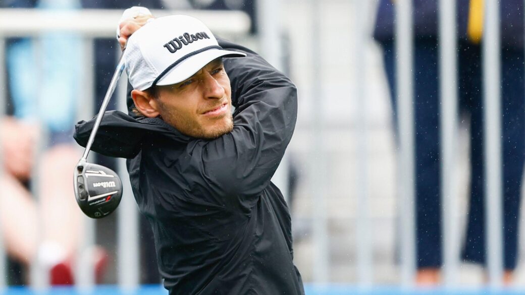 Joakim Lagergren playing a shot at the Irish Open