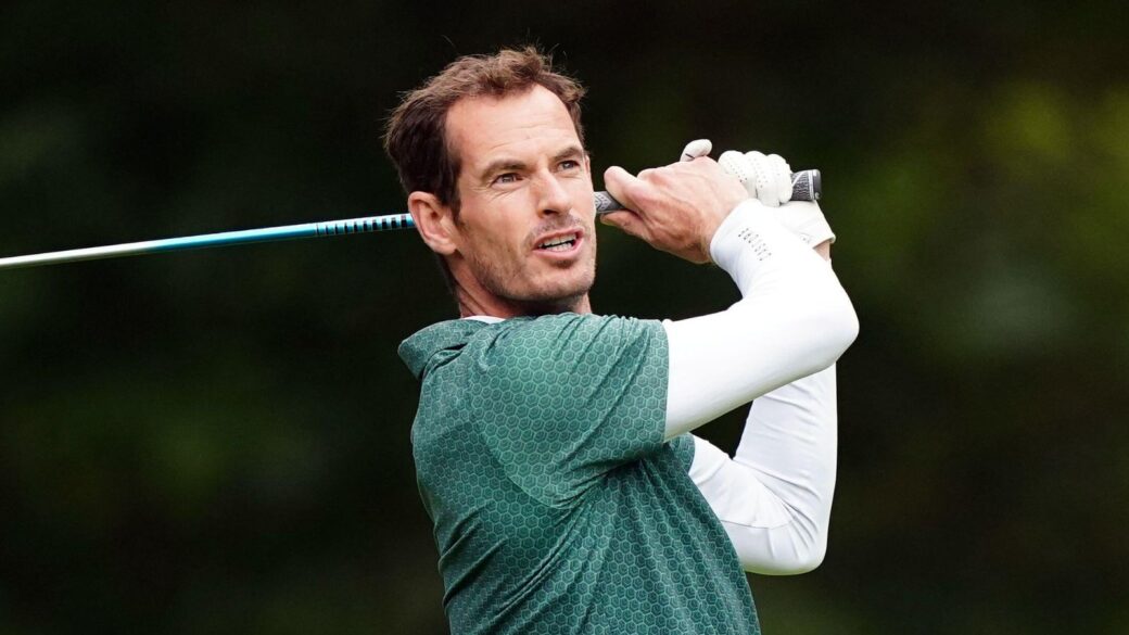 Tennis legend Andy Murray pictured playing golf