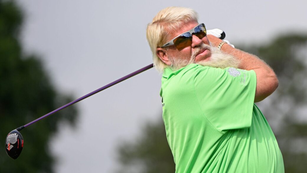 John Daly in action during the first round of PGA Champions Insperity Invitational at The Woodlands Country Club