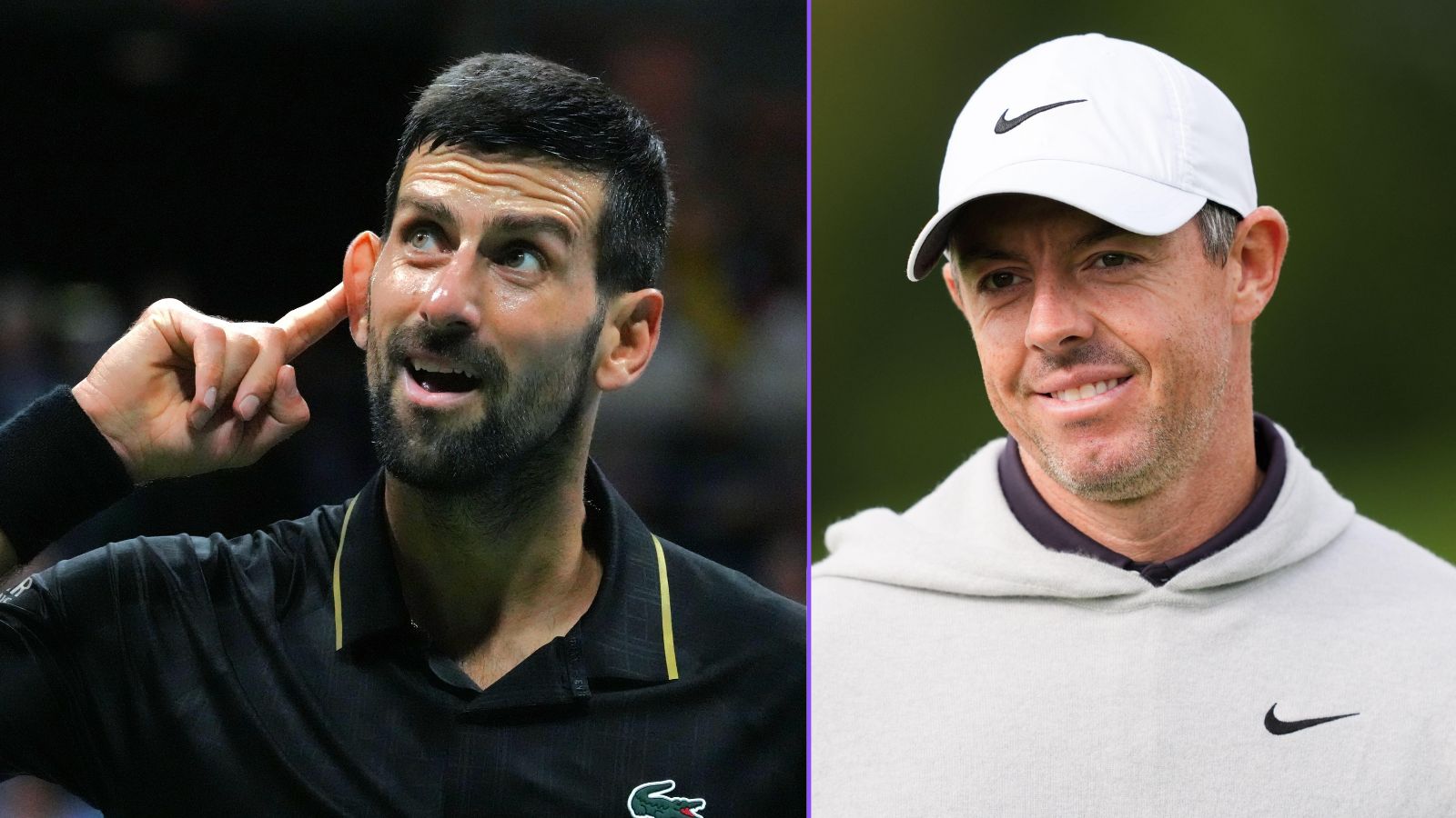 Tennis star Novak Djokovic and golfer Rory McIlroy pictured