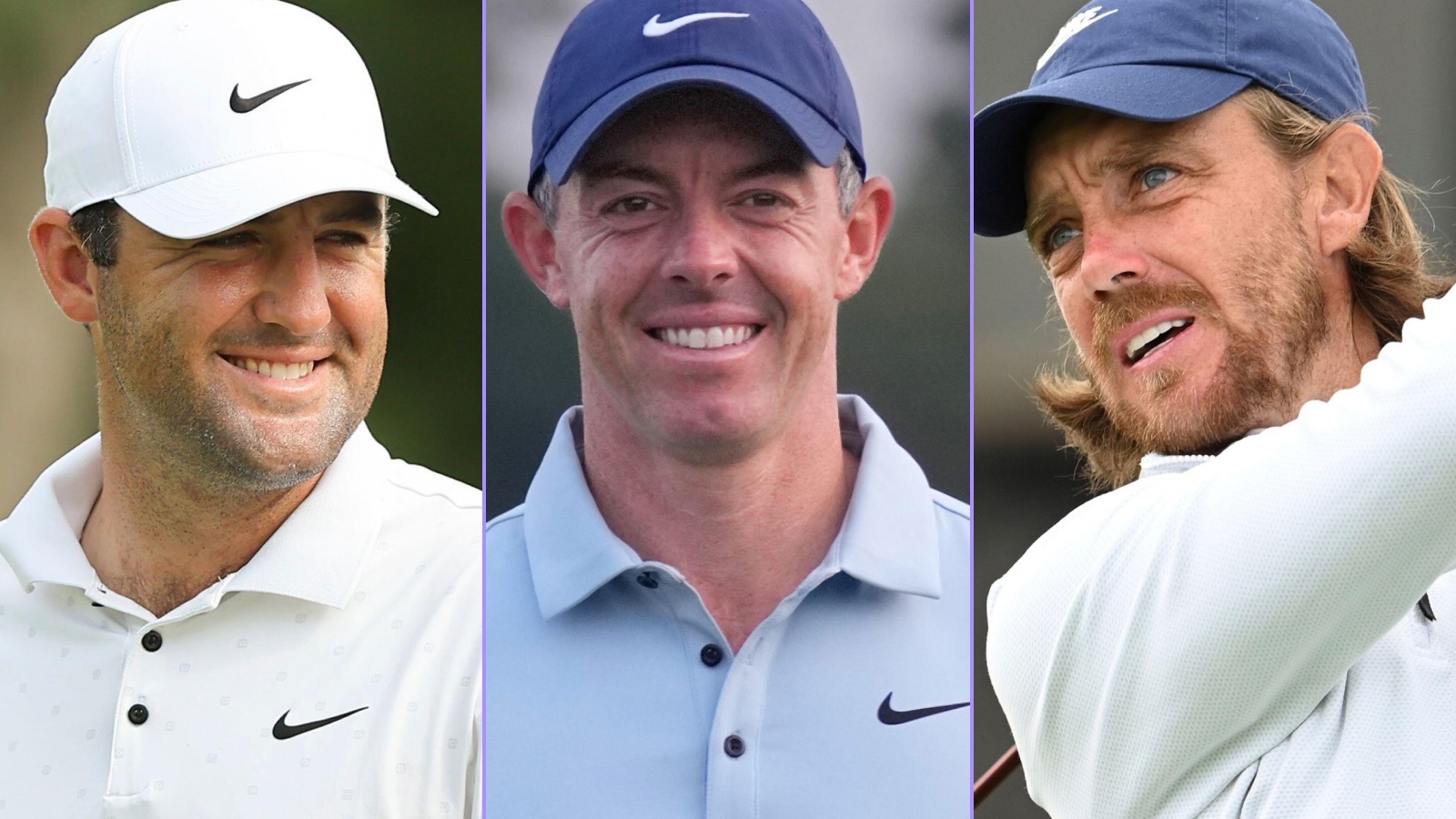 Scottie Scheffler, Rory McIlroy and Tommy Fleetwood all in golfing action