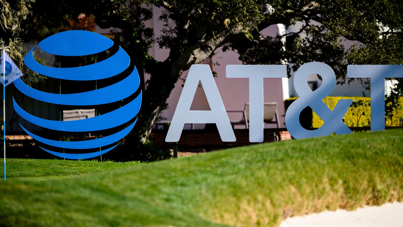 AT&T sign behind the 2nd green at the AT&T Pebble Beach Pro-Am tournament