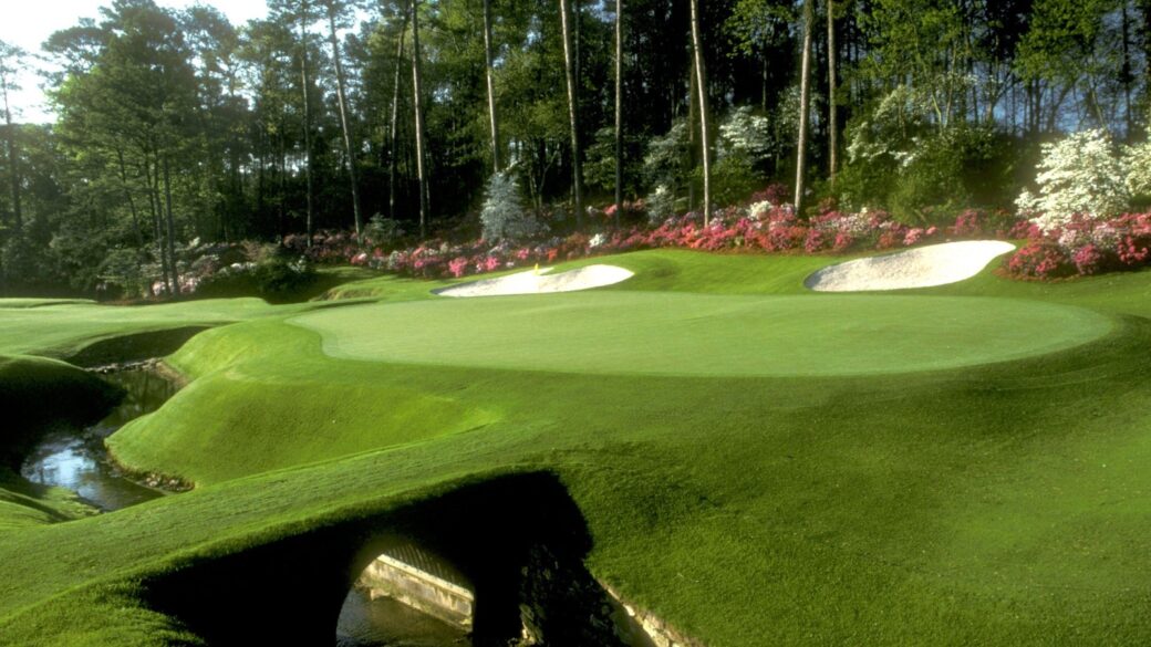 A shot of the challenging green facing golfers at Azalea